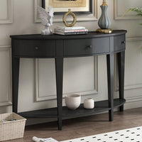 Modern Curved Console Table Sofa Table With 3 Drawers And 1 Shelf For Hallway, Entryway, Living Room