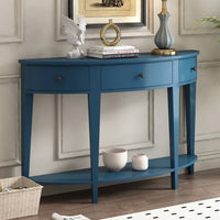 Modern Curved Console Table Sofa Table With 3 Drawers And 1 Shelf For Hallway, Entryway, Living Room