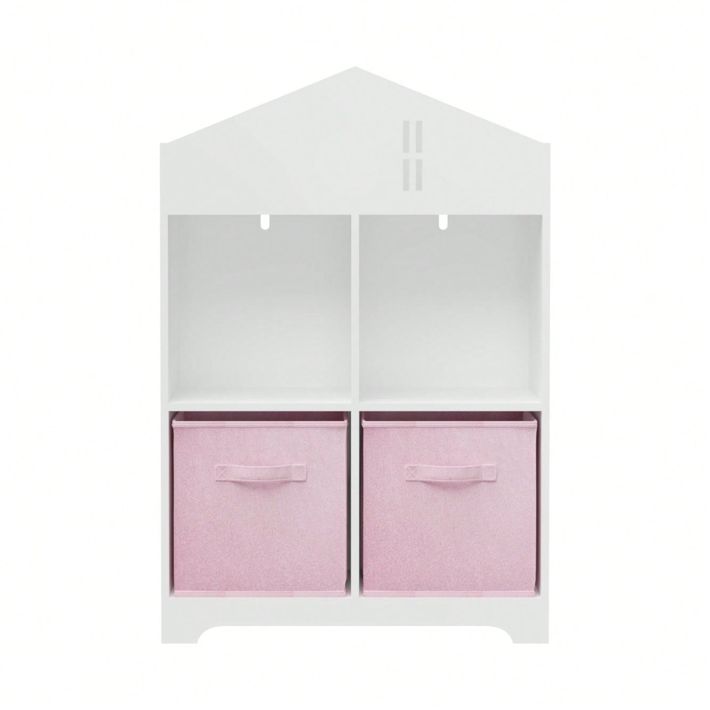 2-Tier Storage Display Organizer, Toddler Bookshelf With 2 Collapsible Fabric Drawers For Bedroom Or Playroom