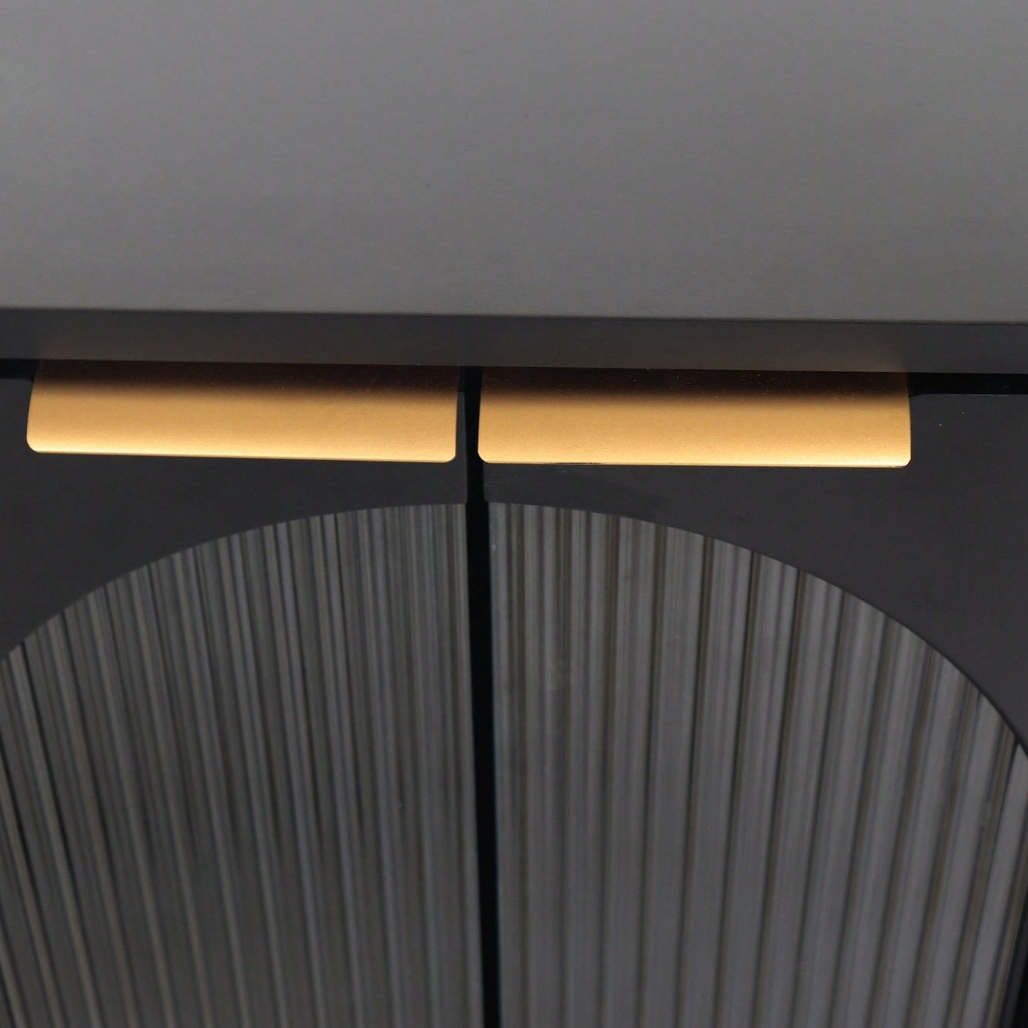Black Lacquered Wooden Cabinet With 4 Glass Doors Sideboard Buffet Server Cabinet Storage Cabinet