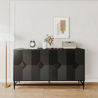 4 Door Wooden Cabinet Sideboard Buffet Server Cabinet Storage Cabinet, For Living Room, Entryway, Hallway, Office, Kitchen And Dining Room