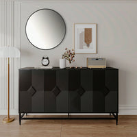 4 Door Wooden Cabinet Sideboard Buffet Server Cabinet Storage Cabinet, For Living Room, Entryway, Hallway, Office, Kitchen And Dining Room