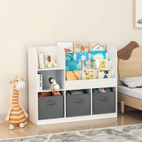 Multifunctional Kids Bookcase with 3 Collapsible Drawers for Toy and Book Storage in Bedroom Playroom Hallway