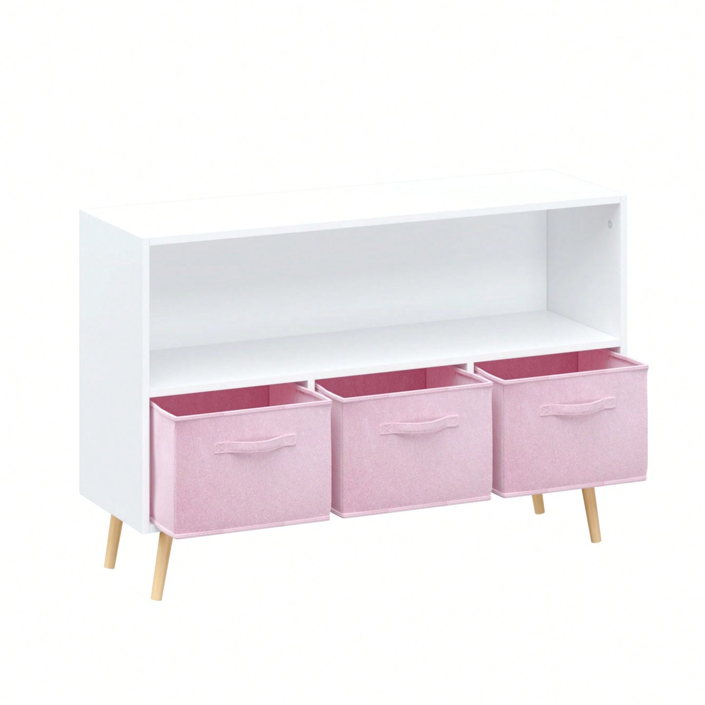 Kids Bookcase With Collapsible Fabric Drawers, Children's Book Display, Toy Storage Cabinet Organizer