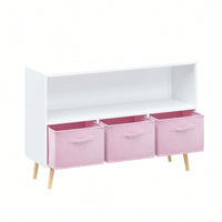 Kids Bookcase With Collapsible Fabric Drawers, Children's Book Display, Toy Storage Cabinet Organizer