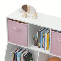 Kids Bookcase With Collapsible Fabric Drawers, Children's Toy Storage Cabinet For Playroom, Bedroom, Nursery, School