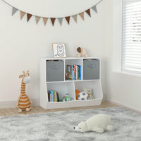 Kids Bookcase With Collapsible Fabric Drawers, Children's Toy Storage Cabinet For Playroom, Bedroom, Nursery, School