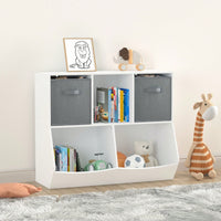 Kids Bookcase With Collapsible Fabric Drawers, Children's Toy Storage Cabinet For Playroom, Bedroom, Nursery, School