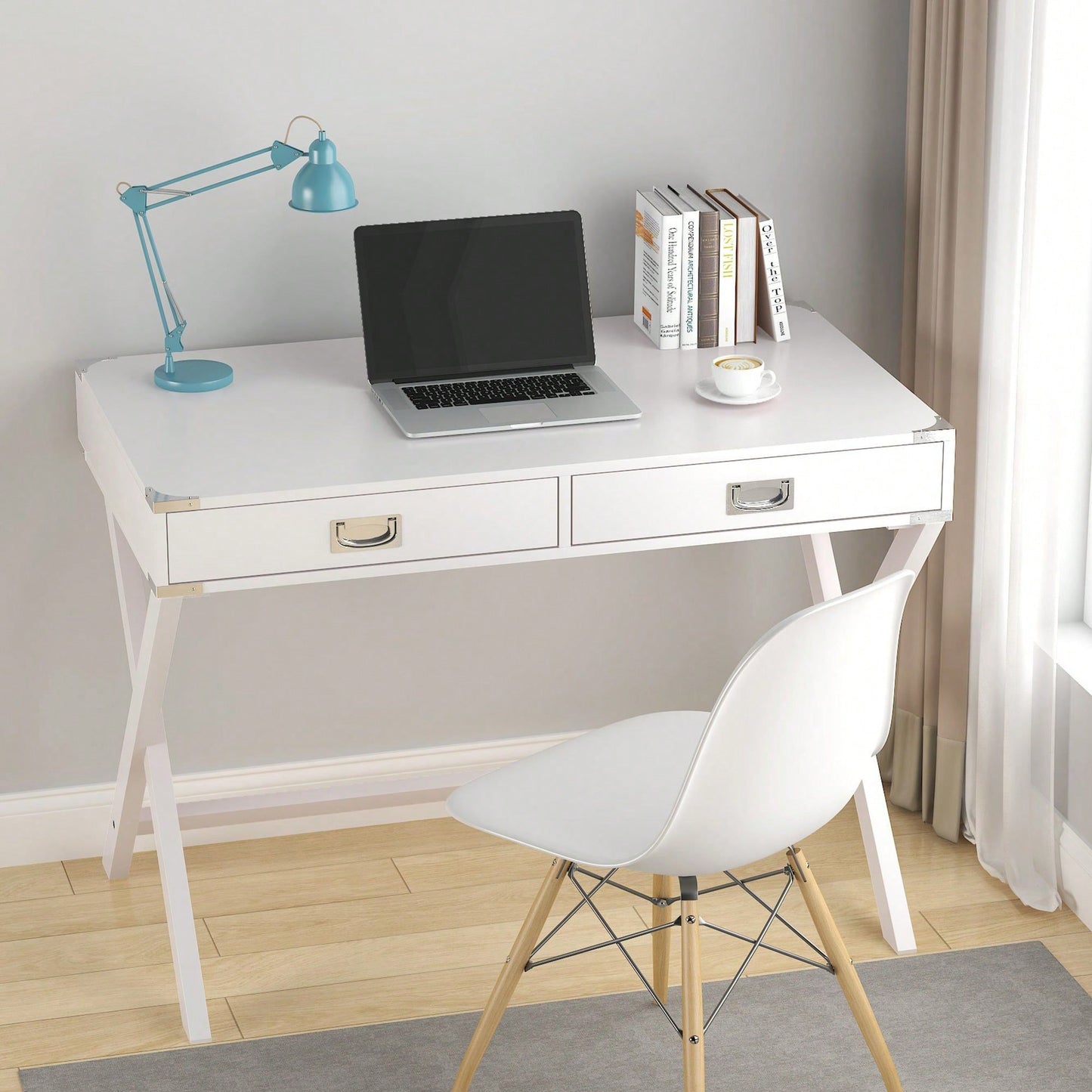 Solid Wood Desk With Drawers, Modern Study Table For Home Office,Small Writing Desk