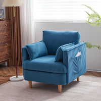 Modern Upholstered Reading Chair with Pillows Solid Wood Legs Casual Club Armchair for Living Room Bedroom Office