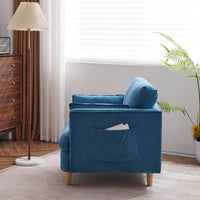 Modern Upholstered Reading Chair with Pillows Solid Wood Legs Casual Club Armchair for Living Room Bedroom Office