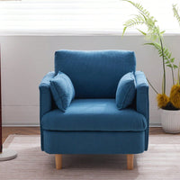 Modern Upholstered Reading Chair with Pillows Solid Wood Legs Casual Club Armchair for Living Room Bedroom Office