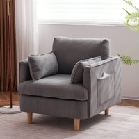 Modern Upholstered Reading Chair with Pillows Solid Wood Legs Casual Club Armchair for Living Room Bedroom Office