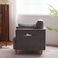 Modern Upholstered Reading Chair with Pillows Solid Wood Legs Casual Club Armchair for Living Room Bedroom Office