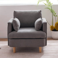 Modern Upholstered Reading Chair with Pillows Solid Wood Legs Casual Club Armchair for Living Room Bedroom Office