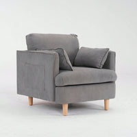 Modern Upholstered Reading Chair with Pillows Solid Wood Legs Casual Club Armchair for Living Room Bedroom Office