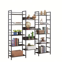 5-Shelf Bookshelves Industrial Retro Wooden Style Home And Office Large Open Bookshelves
