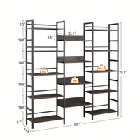 5-Shelf Bookshelves Industrial Retro Wooden Style Home And Office Large Open Bookshelves