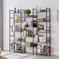 5-Shelf Bookshelves Industrial Retro Wooden Style Home And Office Large Open Bookshelves
