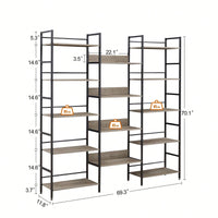5-Shelf Bookshelves Industrial Retro Wooden Style Home And Office Large Open Bookshelves
