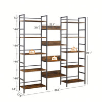 5-Shelf Bookshelves Industrial Retro Wooden Style Home And Office Large Open Bookshelves