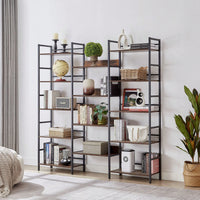 5-Shelf Bookshelves Industrial Retro Wooden Style Home And Office Large Open Bookshelves