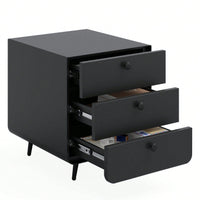 Modern Night Stand Storage Cabinet with 3 Drawers Steel Bedside Furniture Circular Handle for Living Room Bedroom