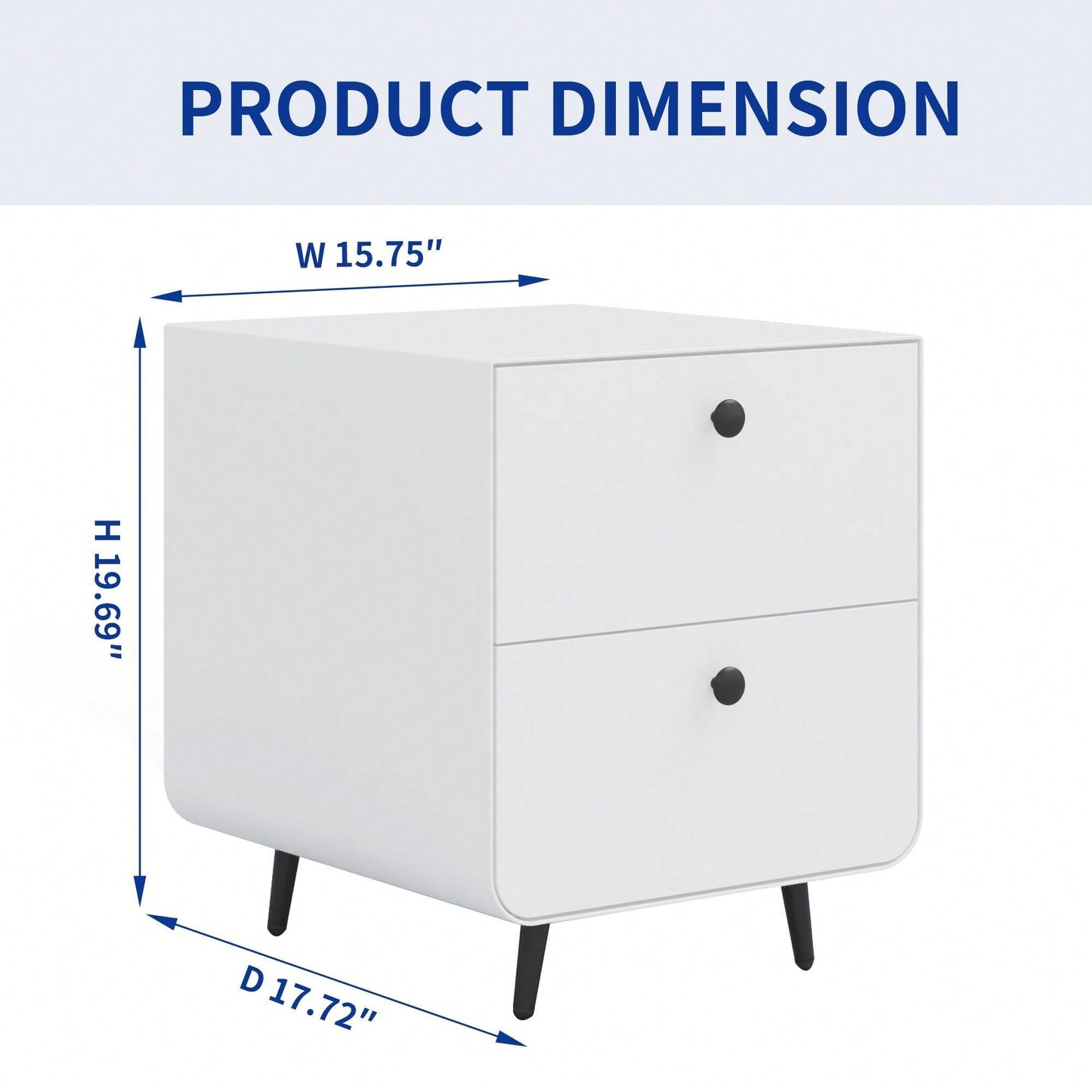 Modern Night Stand Storage Cabinet For Living Room Bedroom, Steel Cabinet With 3 Drawers,Bedside Furniture, Circular Handle