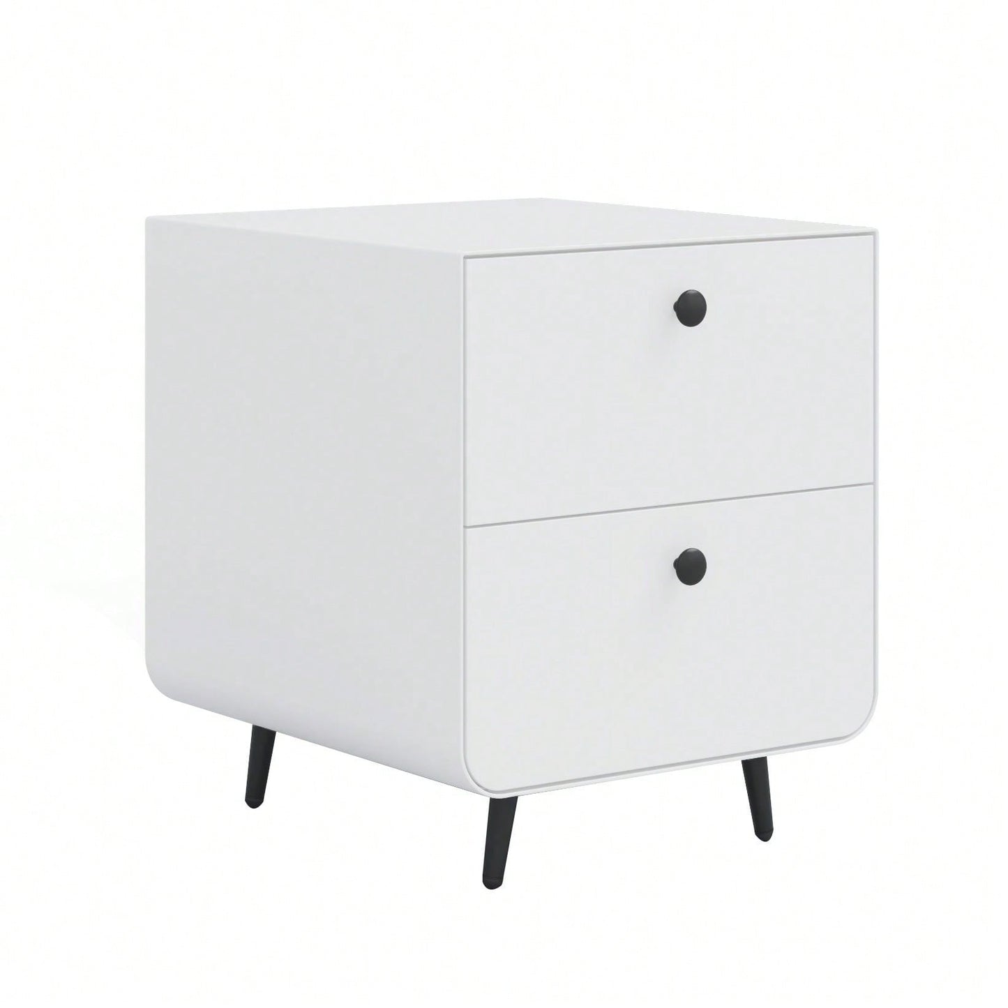 Modern Night Stand Storage Cabinet For Living Room Bedroom, Steel Cabinet With 3 Drawers,Bedside Furniture, Circular Handle