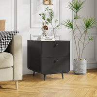 Modern Night Stand Storage Cabinet For Living Room Bedroom, Steel Cabinet With 3 Drawers,Bedside Furniture, Circular Handle