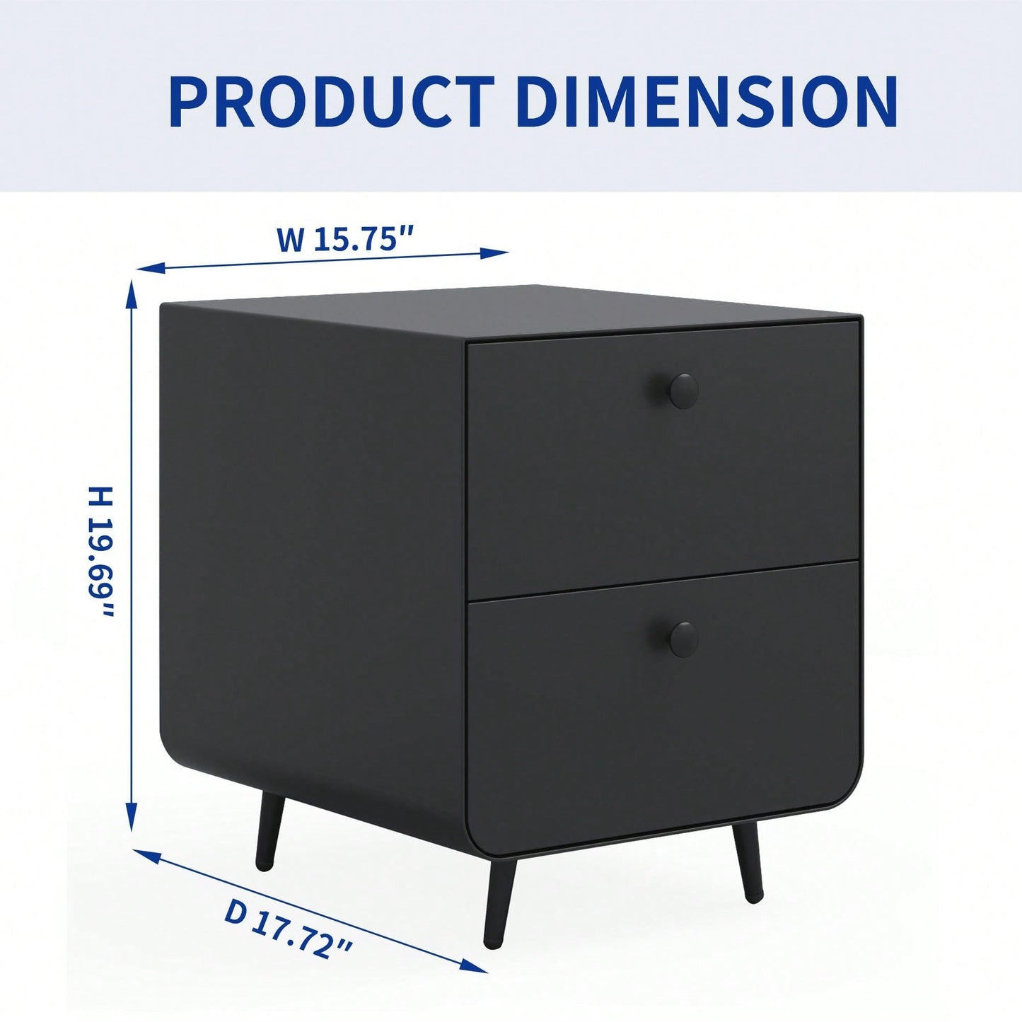 Modern Night Stand Storage Cabinet For Living Room Bedroom, Steel Cabinet With 3 Drawers,Bedside Furniture, Circular Handle