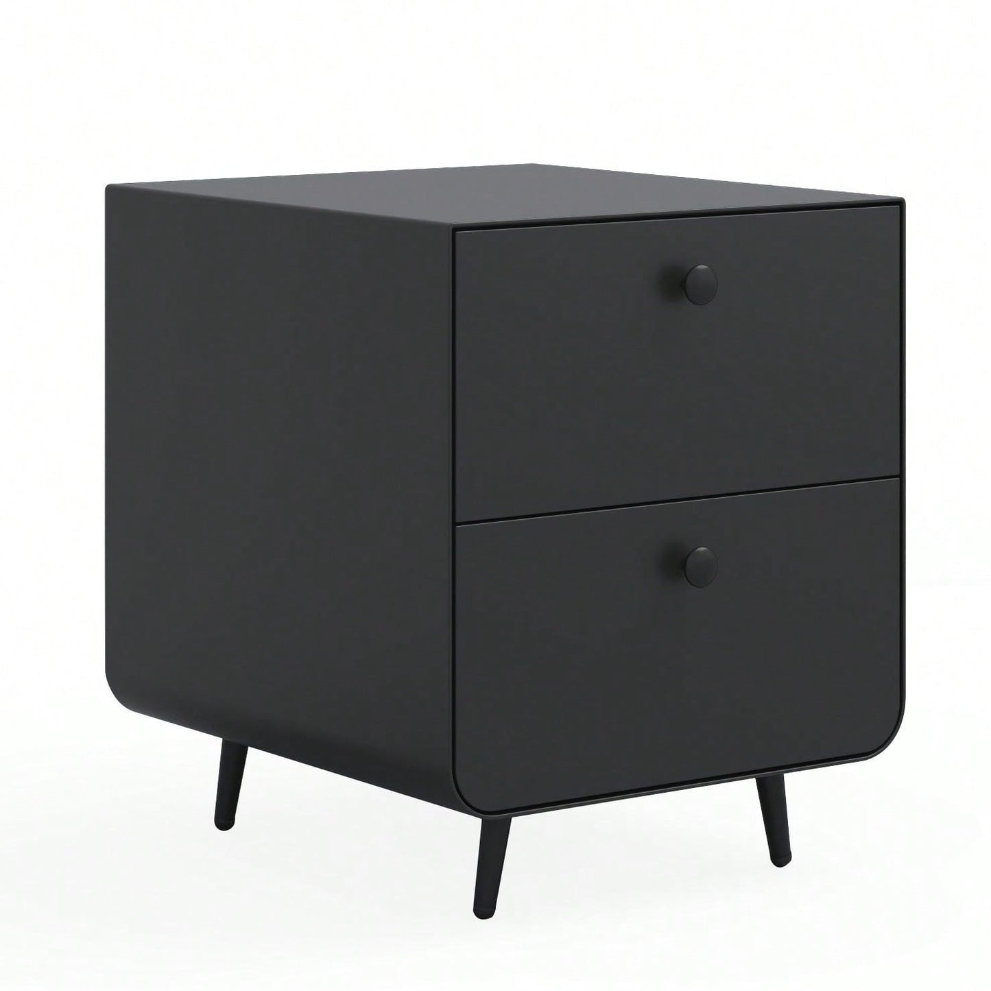 Modern Night Stand Storage Cabinet For Living Room Bedroom, Steel Cabinet With 3 Drawers,Bedside Furniture, Circular Handle