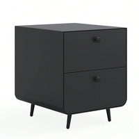 Modern Night Stand Storage Cabinet For Living Room Bedroom, Steel Cabinet With 3 Drawers,Bedside Furniture, Circular Handle