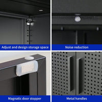 Lockable Metal Storage Cabinet with Adjustable Shelves for Home Office Garage School Gym Black
