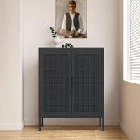 Lockable Metal Storage Cabinet with Adjustable Shelves for Home Office Garage School Gym Black