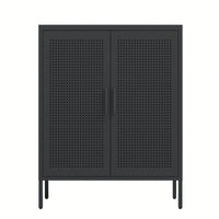 Lockable Metal Storage Cabinet with Adjustable Shelves for Home Office Garage School Gym Black
