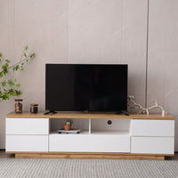 Stylish Modern TV Stand for Up to 80 Inch TVs with Multi-Functional Storage and Door Rebound Device for Living Room or Bedroom