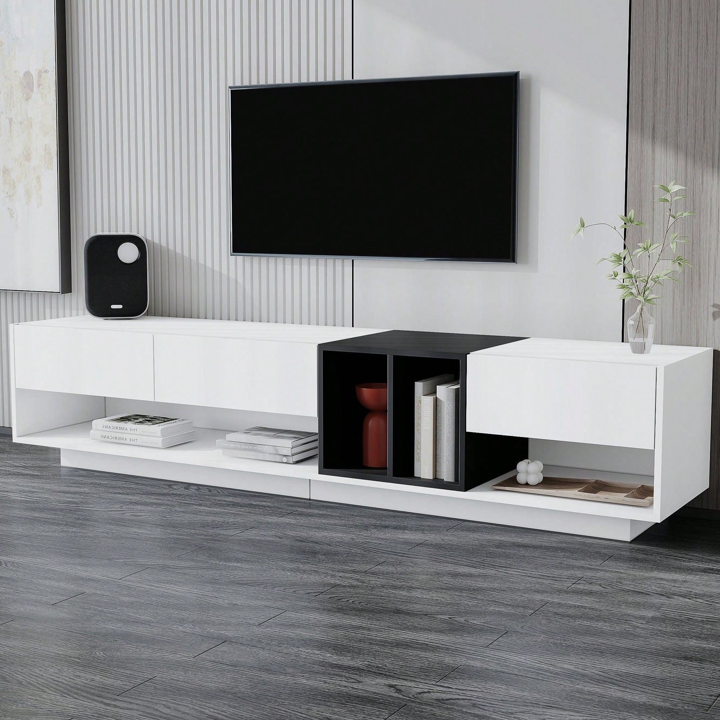 Modern Two-Tone TV Stand for TVs Up to 80 Inches Stylish Media Console with Ample Storage for Living Room