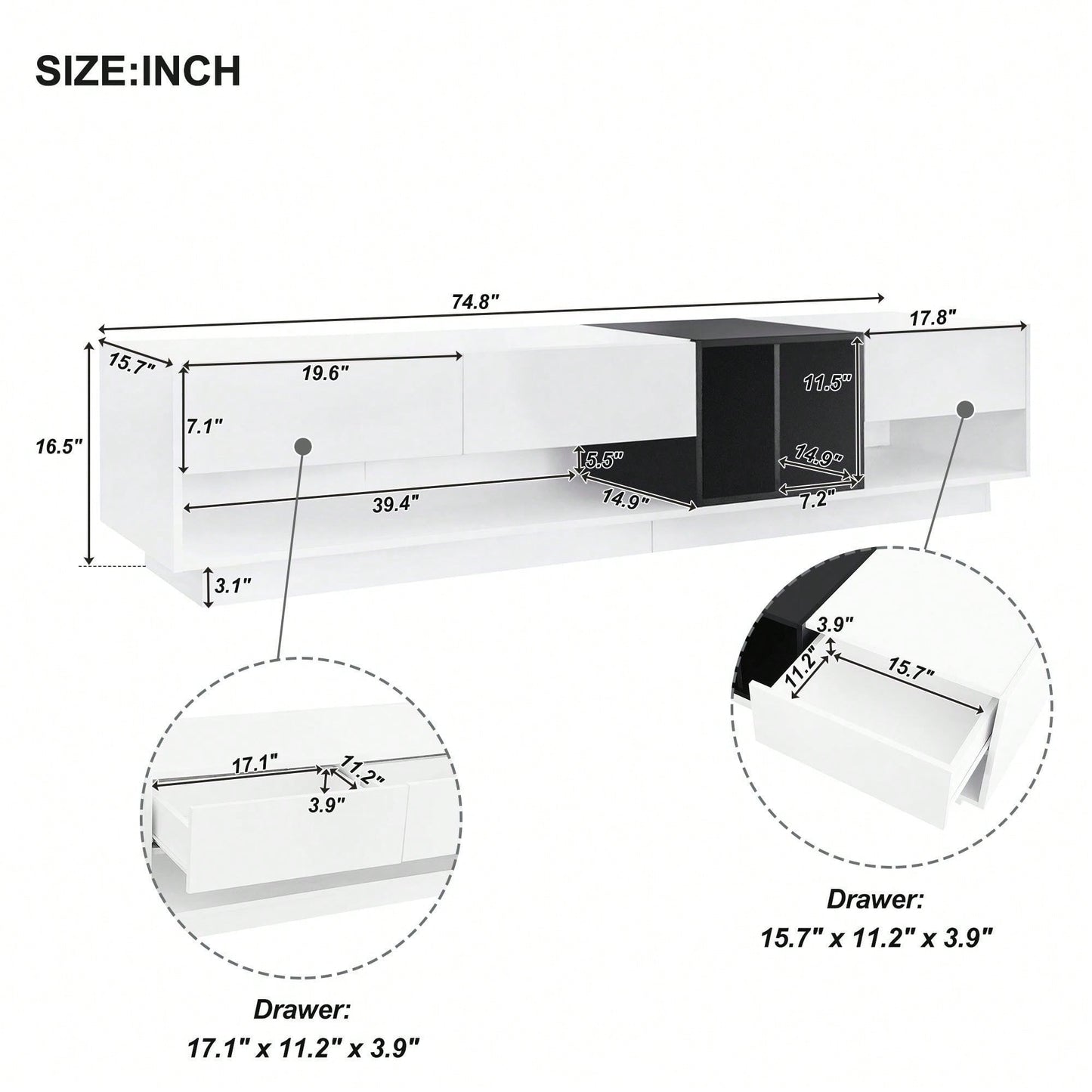 Modern Two-Tone TV Stand for TVs Up to 80 Inches Stylish Media Console with Ample Storage for Living Room