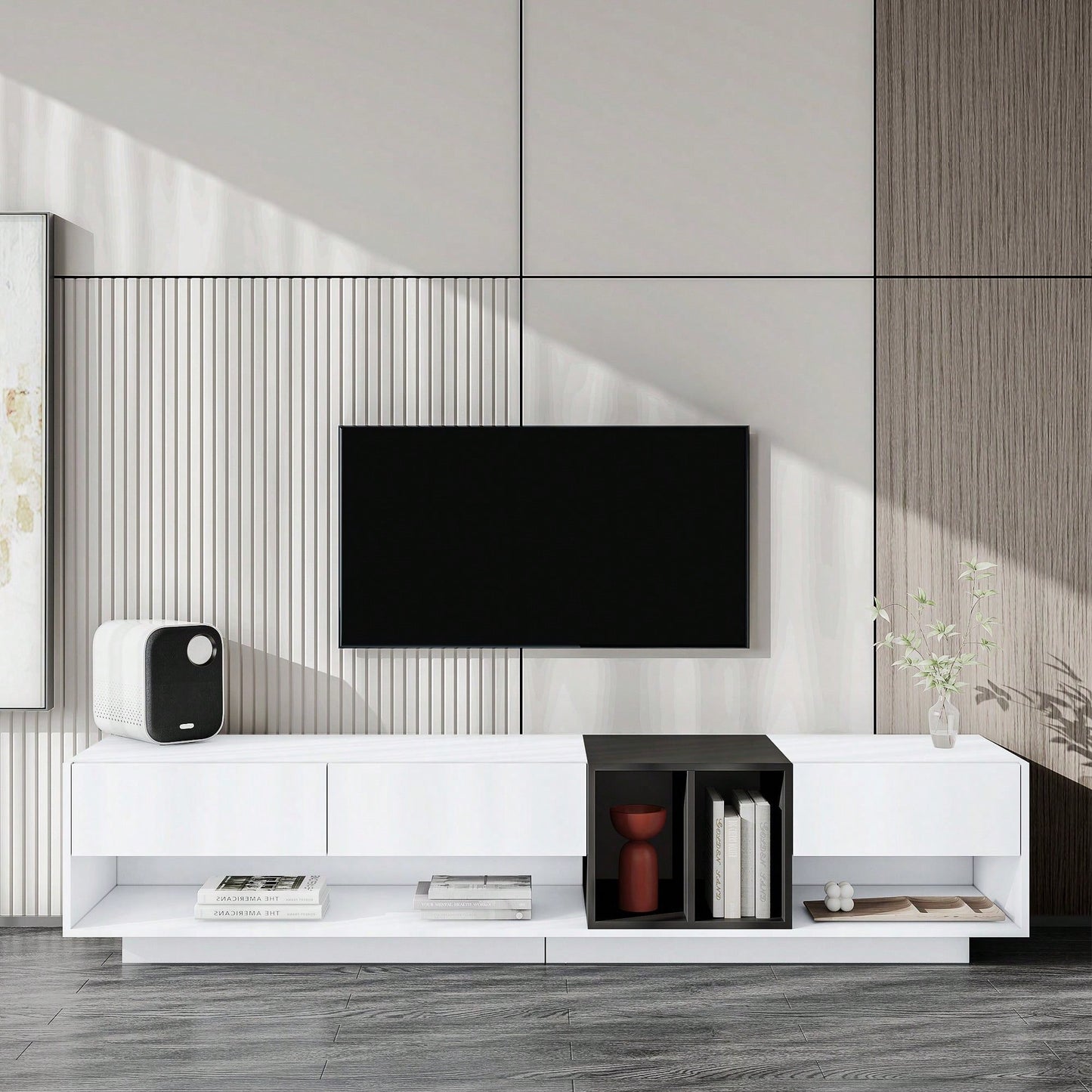 Modern Two-Tone TV Stand for TVs Up to 80 Inches Stylish Media Console with Ample Storage for Living Room