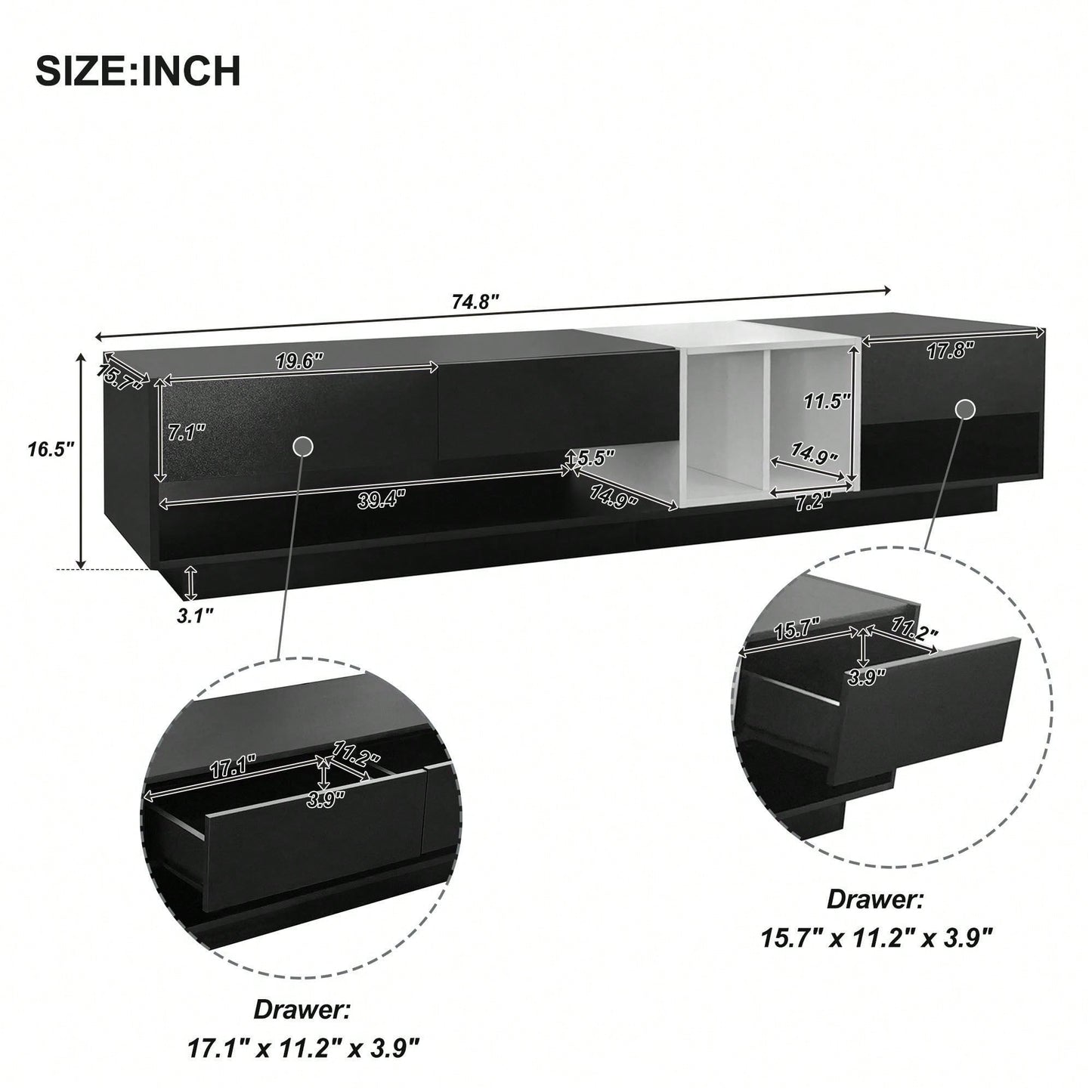 Modern Two-Tone TV Stand for TVs Up to 80 Inches Stylish Media Console with Ample Storage for Living Room