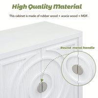 Retro Sideboard With Circular Groove Design, Round Metal Door Handle For Entrance, Dinning Room, Living Room