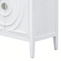 Retro Sideboard With Circular Groove Design, Round Metal Door Handle For Entrance, Dinning Room, Living Room
