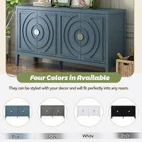 Retro Sideboard With Circular Groove Design, Round Metal Door Handle For Entrance, Dinning Room, Living Room