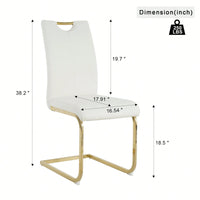 Faux Leather Upholstered Dining Chairs with Gold Metal Legs for Kitchen Living Room Bedroom Set