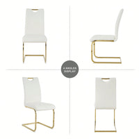 Faux Leather Upholstered Dining Chairs with Gold Metal Legs for Kitchen Living Room Bedroom Set