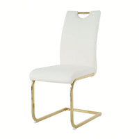 Faux Leather Upholstered Dining Chairs with Gold Metal Legs for Kitchen Living Room Bedroom Set