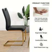 Faux Leather Upholstered Dining Chairs with Gold Metal Legs for Kitchen Living Room Bedroom Set