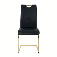 Faux Leather Upholstered Dining Chairs with Gold Metal Legs for Kitchen Living Room Bedroom Set