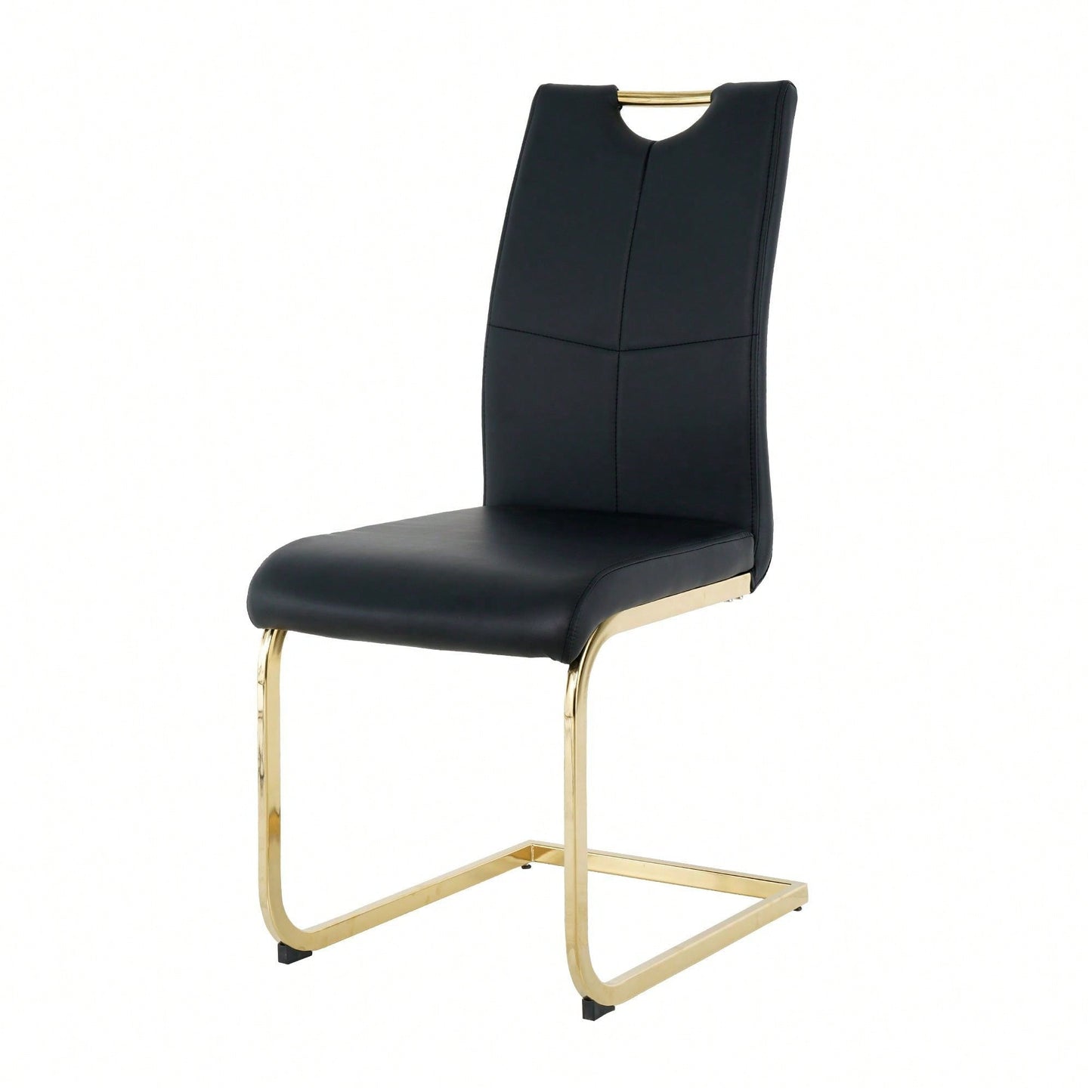 Faux Leather Upholstered Dining Chairs with Gold Metal Legs for Kitchen Living Room Bedroom Set